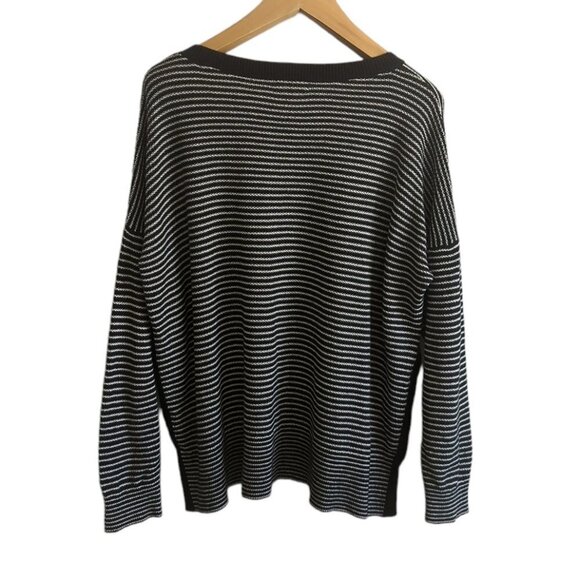 Lord & Taylor Striped Stitch Button-Slit Sweater - Picture 5 of 8